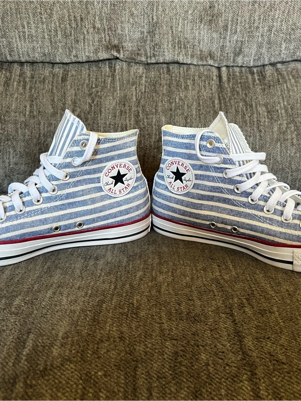 Blue Stripe Chuck Taylor All Star Converse Hi Top Sneakers women’s 10 Men’s 8 - Picture 6 of 11